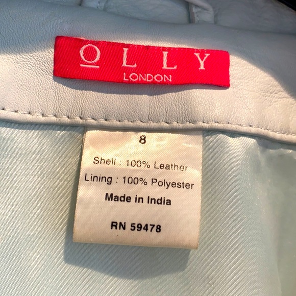 Vintage, Pale Blue, Leather Blazer - Picture 3 of 7